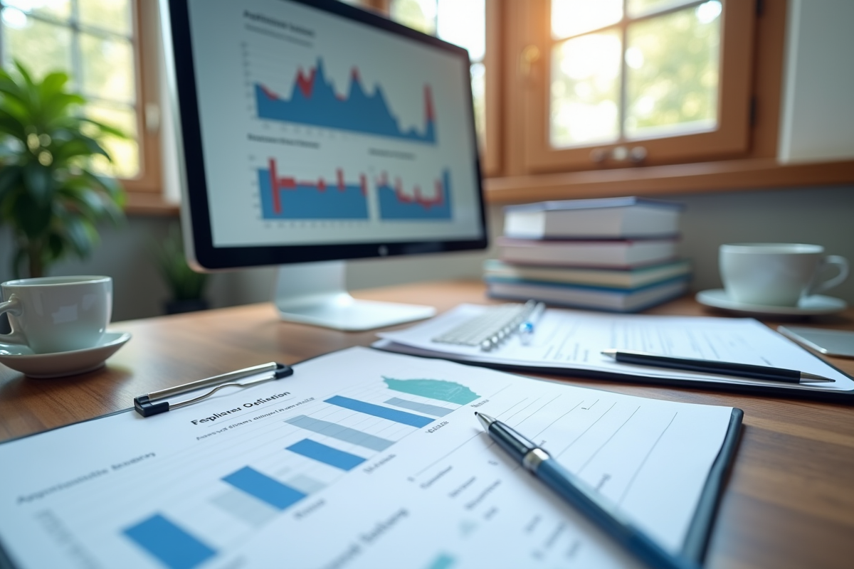 Dossier avec formulaires et ordinateur pour decision