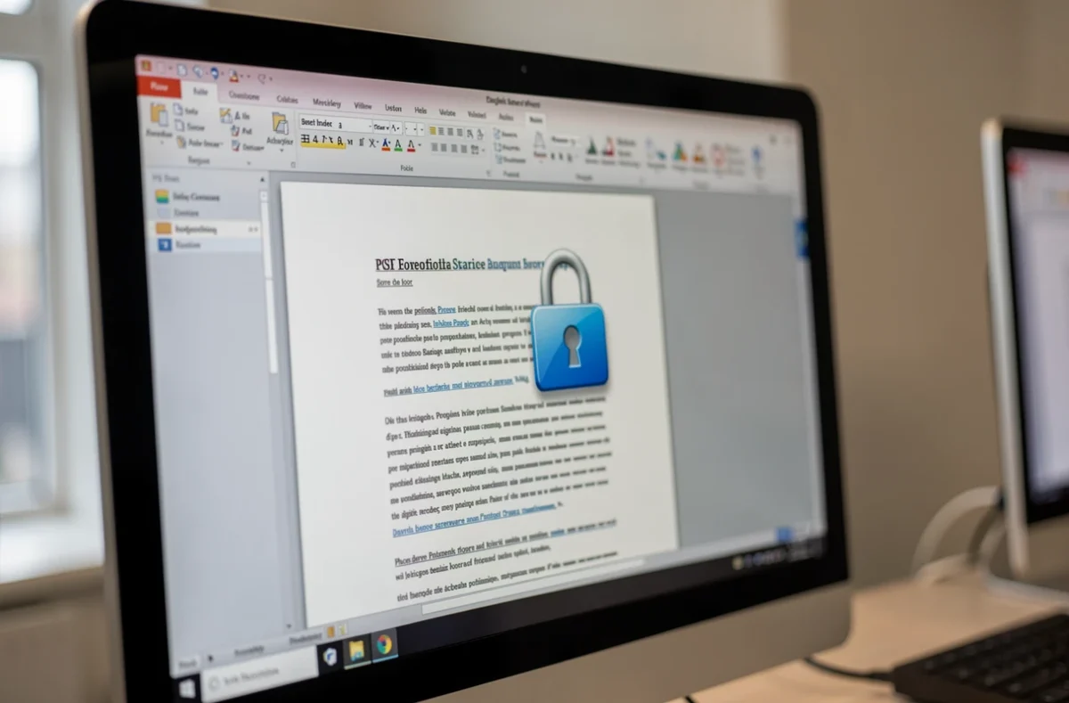 Écran d'ordinateur affichant un document PDF protégé par un cadenas