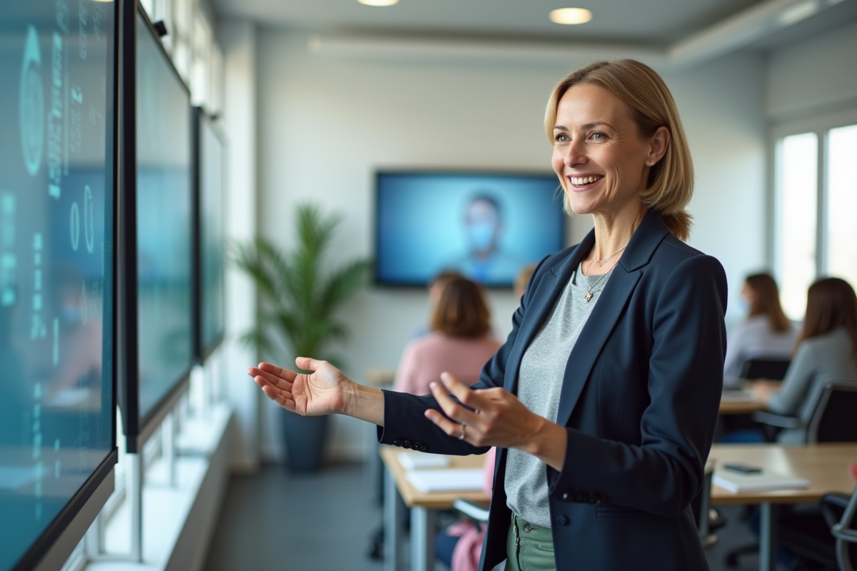 Professeure souriante lors d