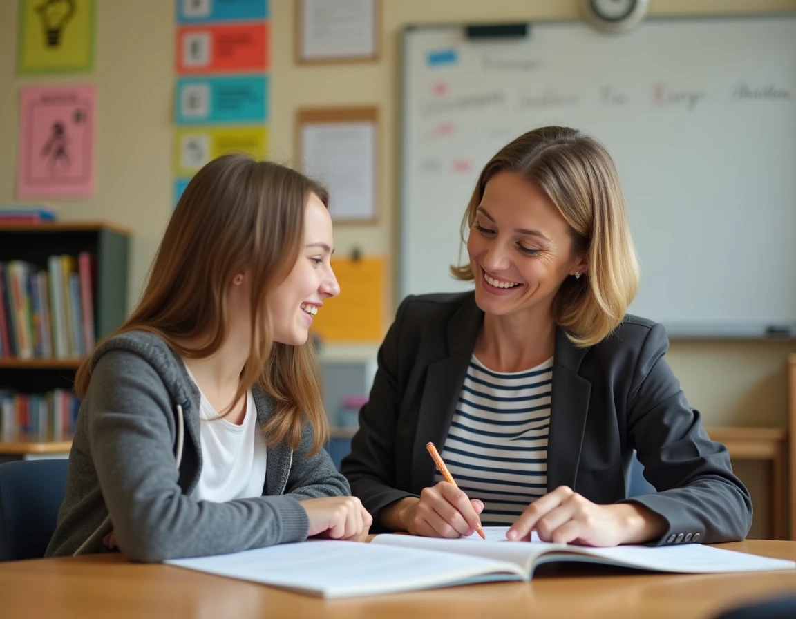 Enseignante spécialisée accompagnant une élève en classe SEGPA au collège Braque de Dieppe