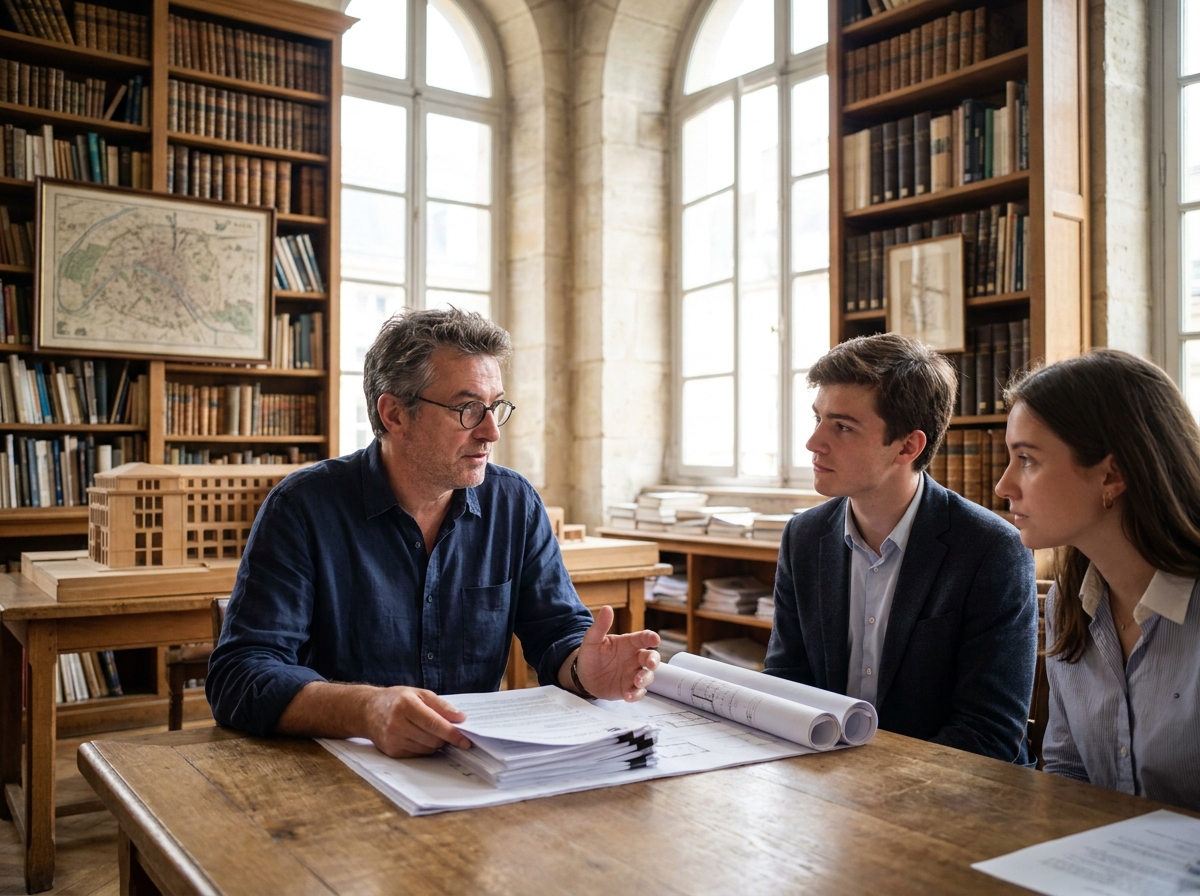 Entretien d'admission dans une école d'architecture d'intérieur parisienne avec un jury professionnel