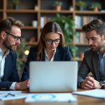 Equipe de professionnels analysant un tableau digital