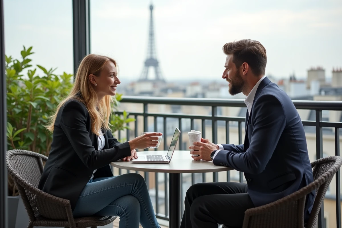 Femme freelance en discussion lors d