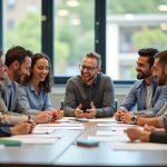 Groupe diversifié participant à une formation interactive