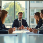 Groupe de jeunes professionnels dans un bureau lumineux
