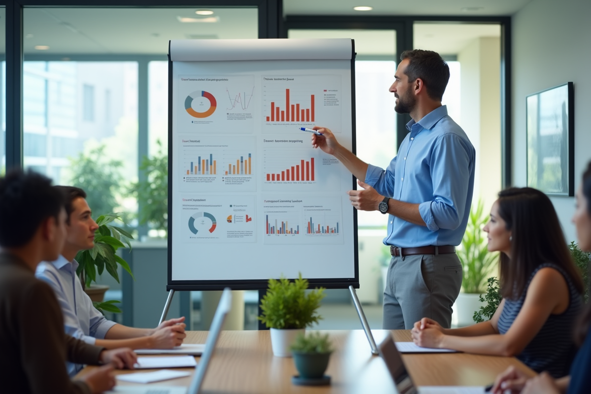 Homme en chemise light blue lors d une réunion d équipe