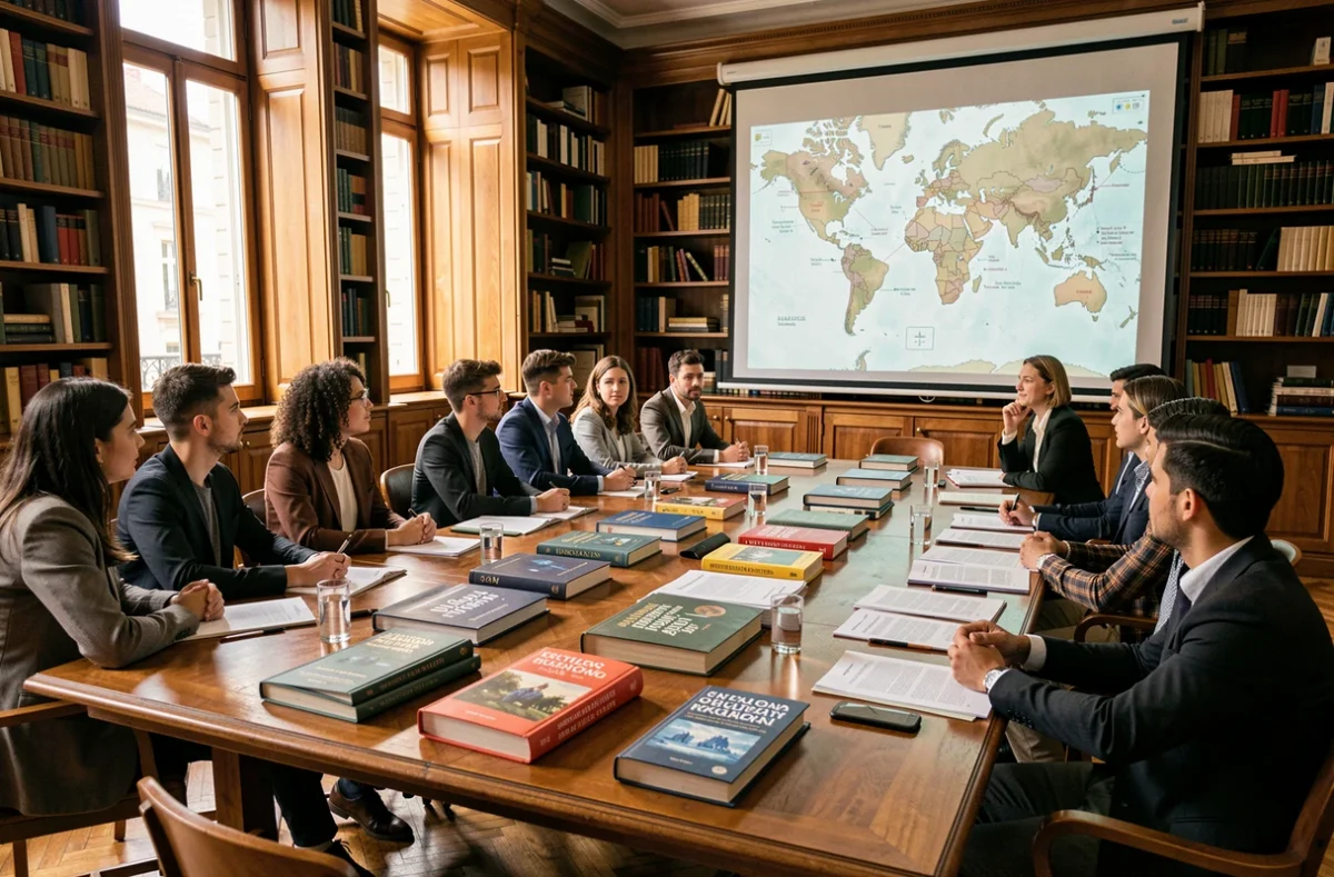 Étudiants en relations internationales participant à un séminaire de débat à l'ILERI Nice