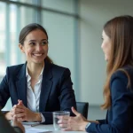 Jeune femme professionnelle en réseautage à Paris