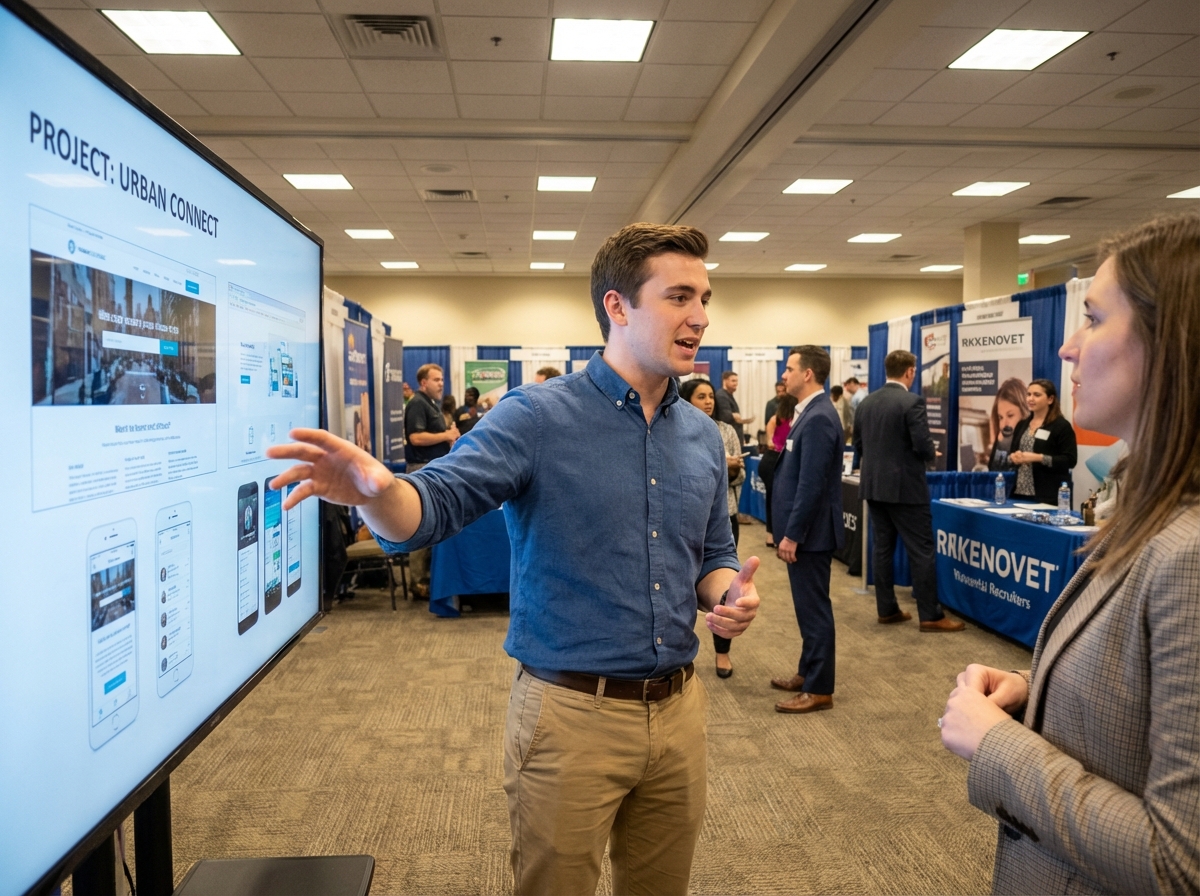 Jeune homme en chemise discute de son projet lors d