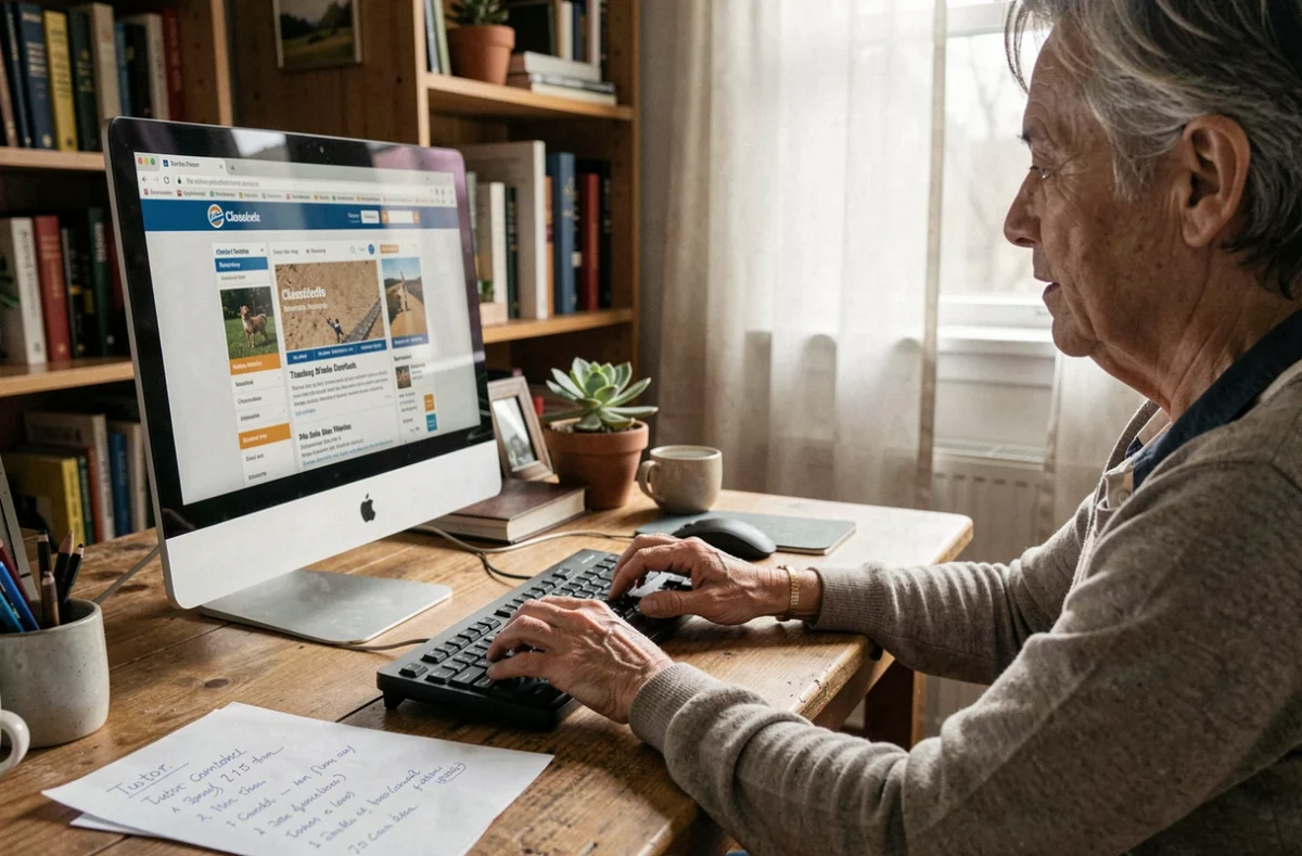 Un particulier consultant des annonces de cours particuliers dans le 94 sur Leboncoin