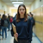 Pion de collège surveillant le couloir entre deux cours dans un établissement scolaire public