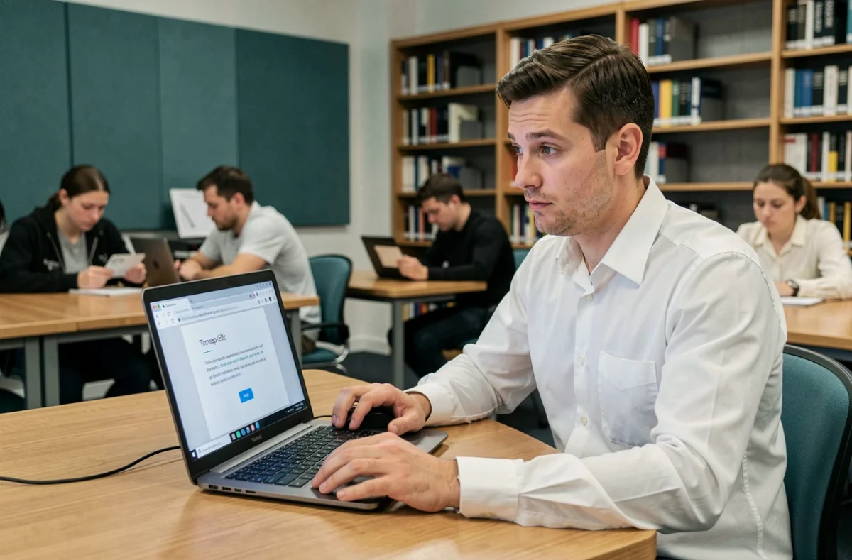 Étudiant consultant son identifiant de connexion face à une erreur de session sur le portail mycampus