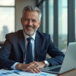 Homme d'affaires confiant dans un bureau moderne