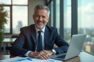 Homme d'affaires confiant dans un bureau moderne
