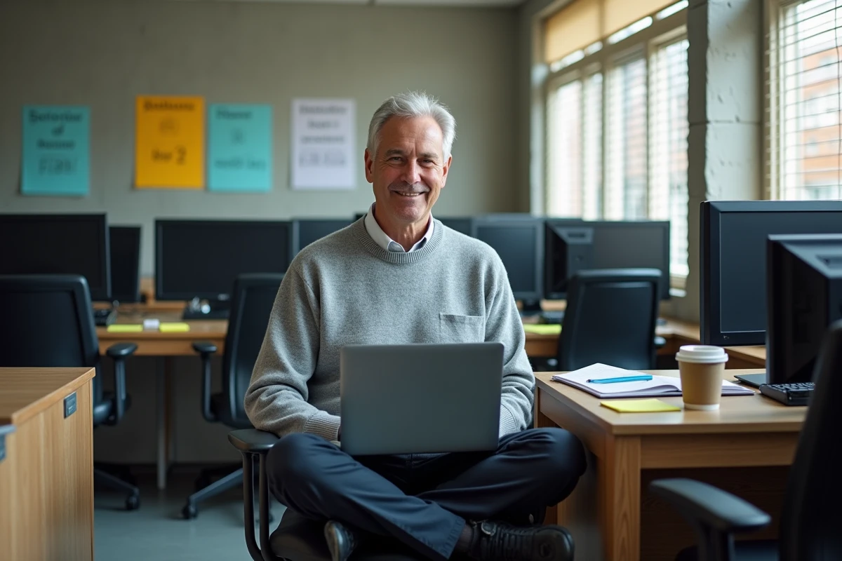Responsable informatique d'un établissement scolaire configurant le logiciel Easy Scol dans une salle informatique de lycée